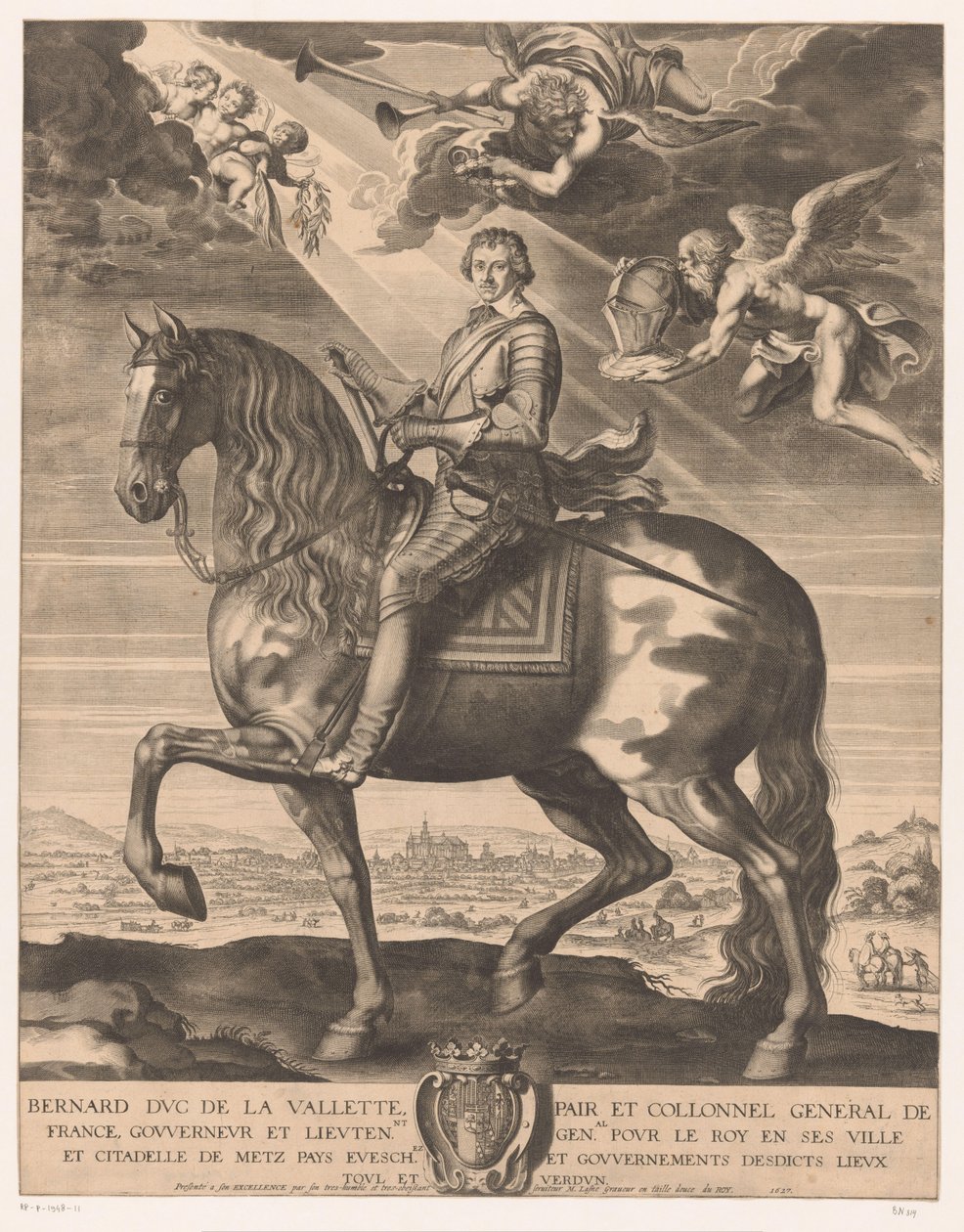 Retrato ecuestre de Bernard de Foix de la Valette, duque de Epernon de Michel Lasne