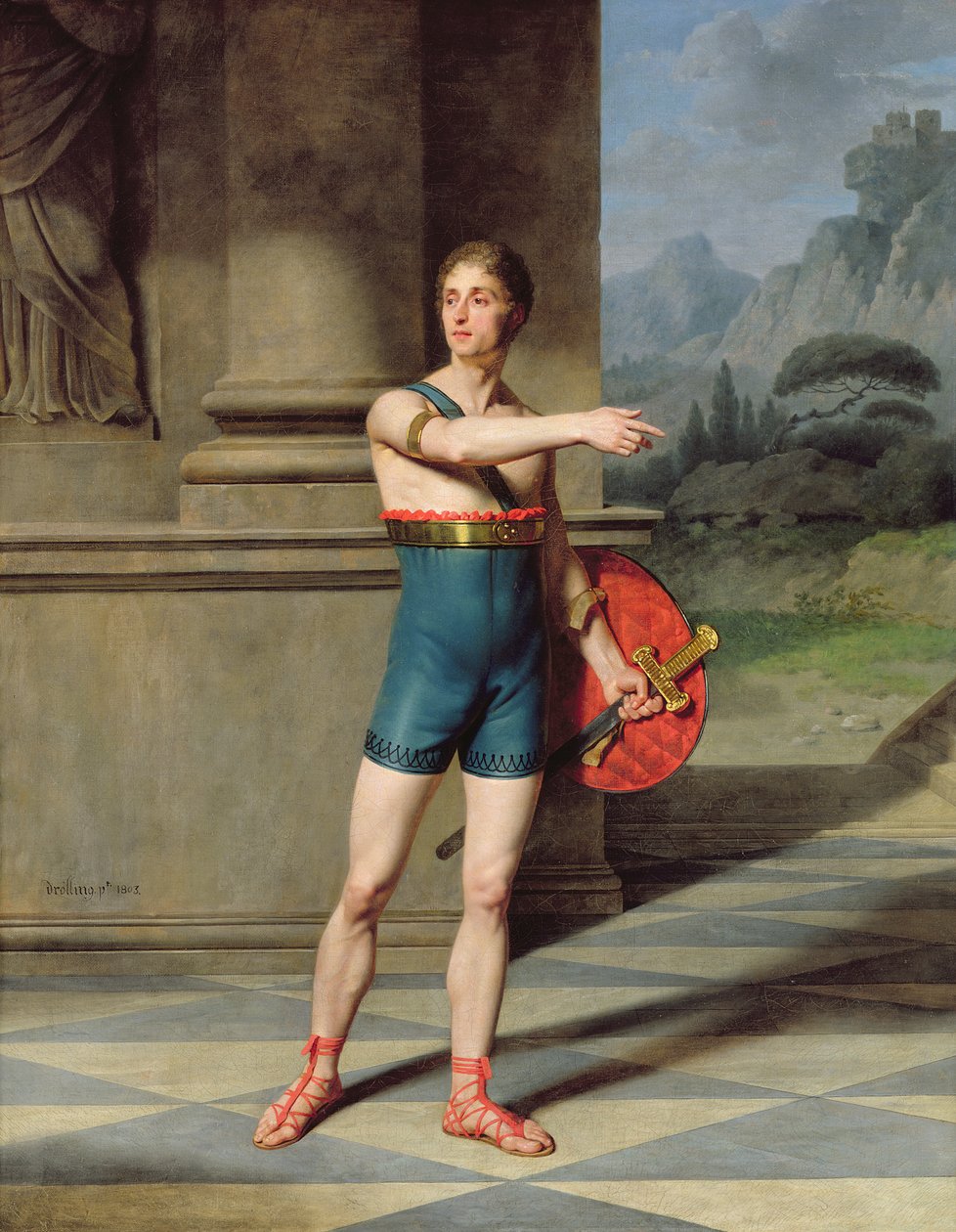 Retrato de Nicolas Baptiste en el papel de Horacio de Michel Martin Drolling