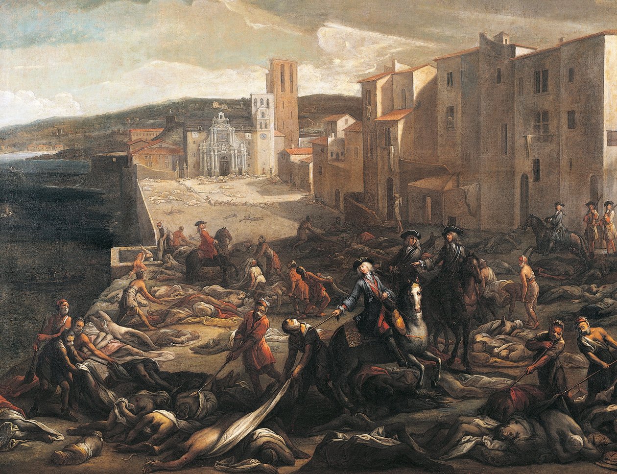 Víctimas de la peste, detalle de La peste en Marsella de Michel Serre