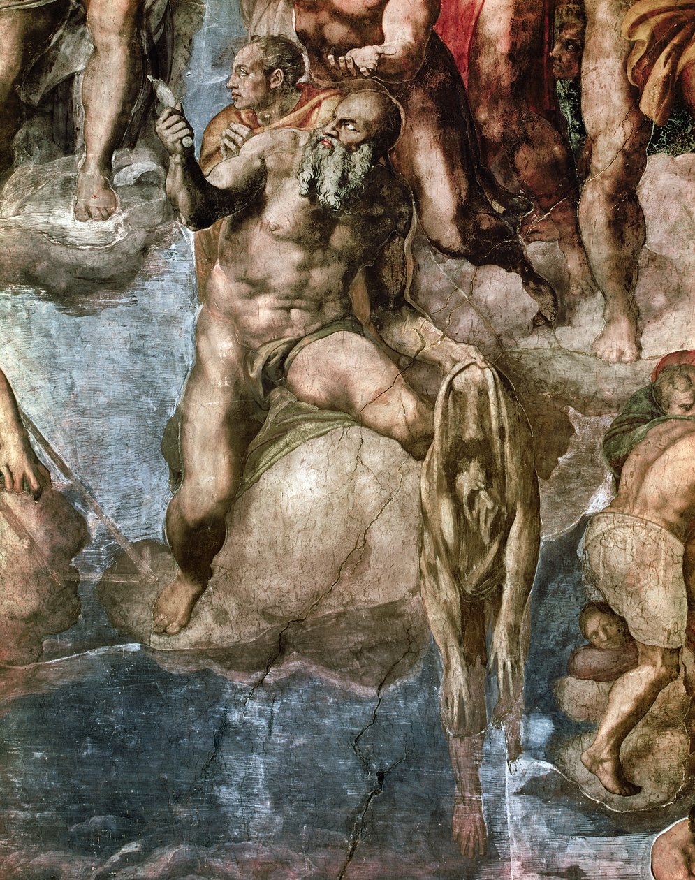 Techo de la Capilla Sixtina: El Juicio Final, detalle de San Bartolomé sosteniendo su piel desollada, 1538-41 de Michelangelo Buonarroti