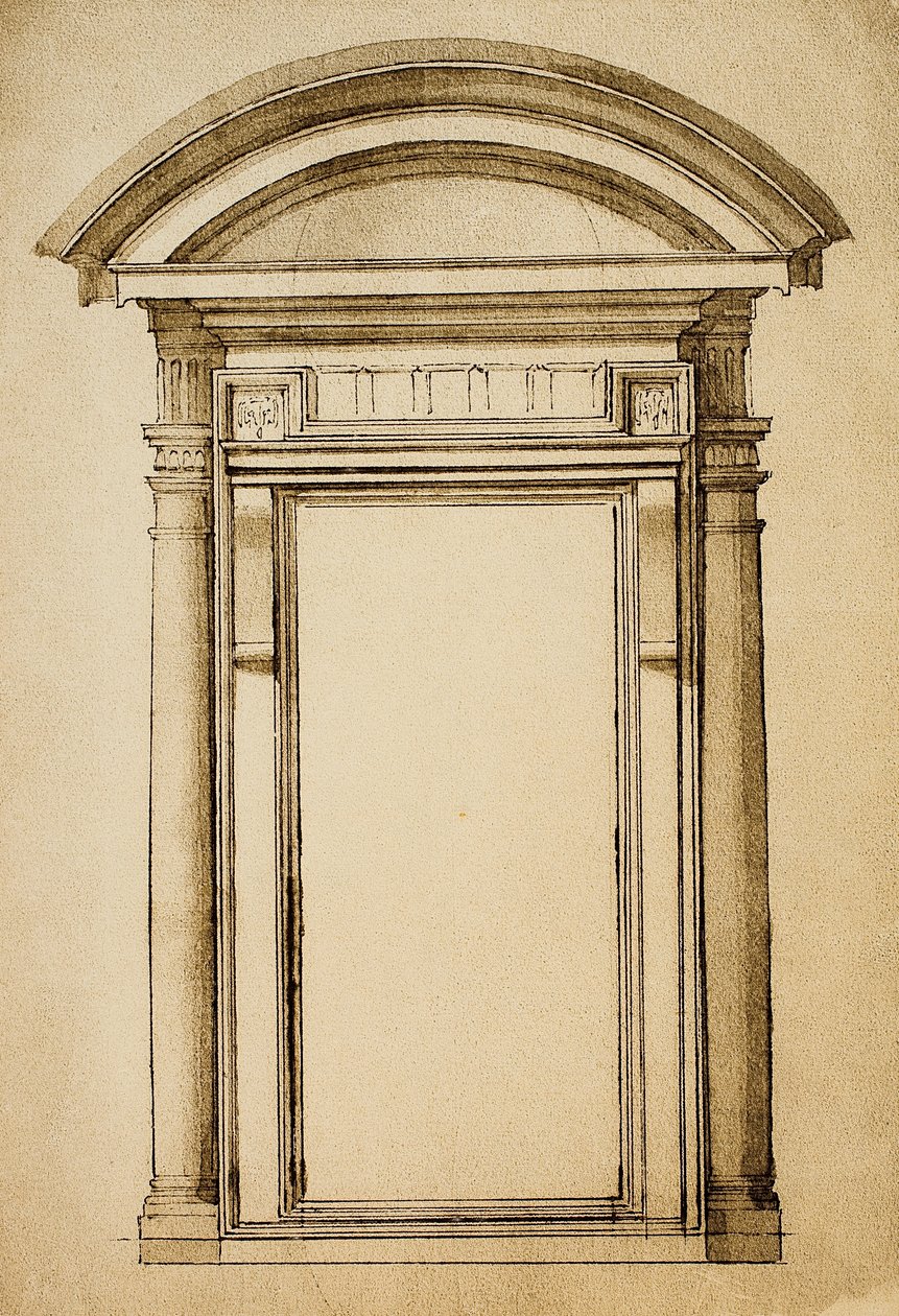 Una puerta; dibujo de Miguel Ángel. Casa Buonarroti, Florencia de Michelangelo Buonarroti