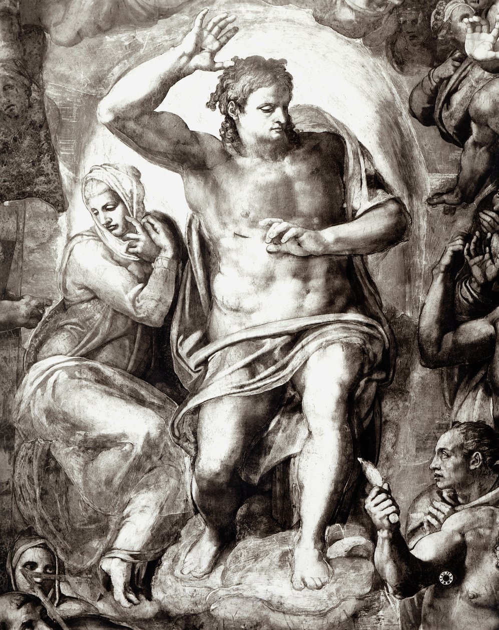 Cristo (detalle) del Juicio Final, 1538-41 de Michelangelo Buonarroti