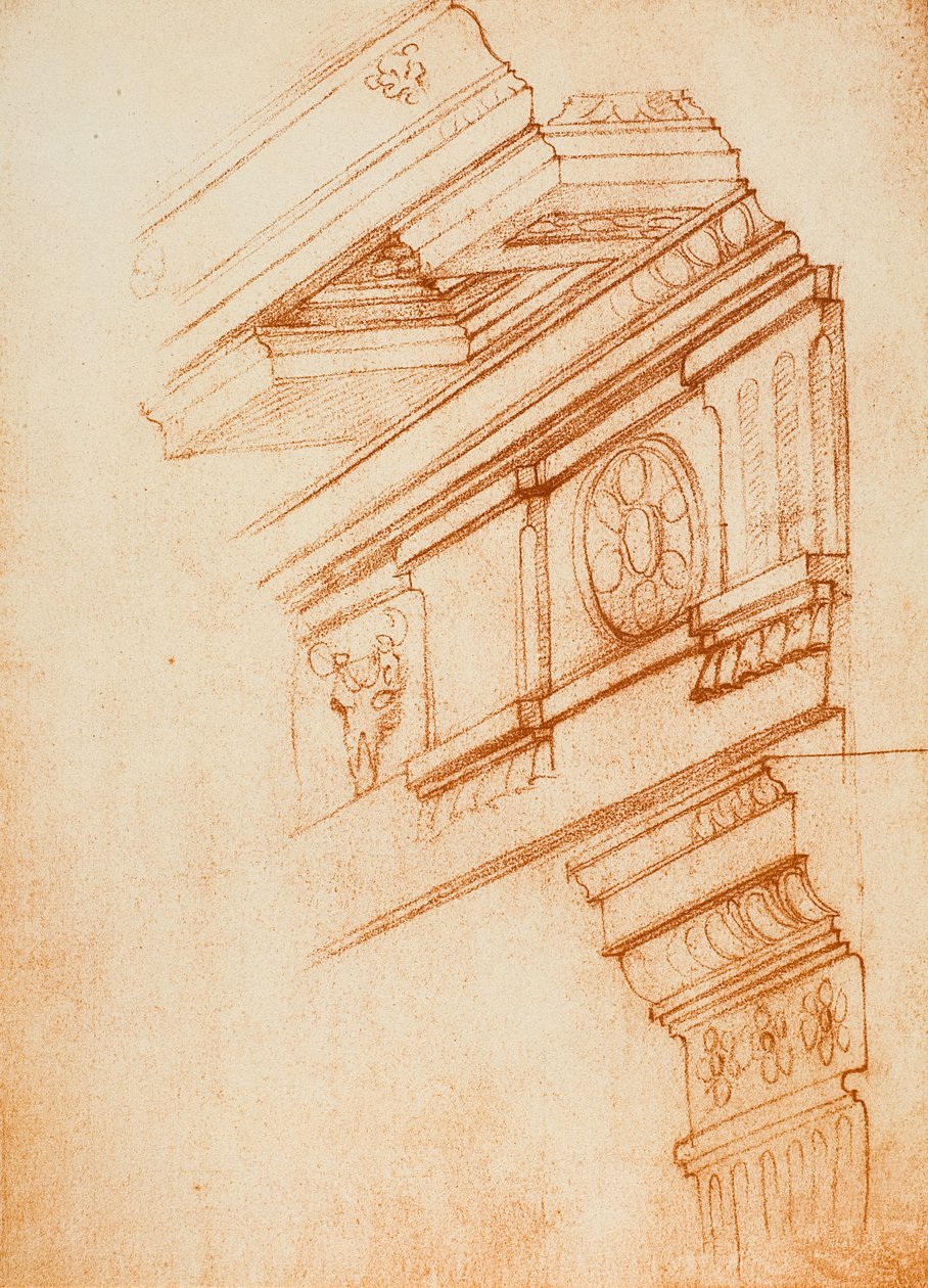 Cornisas, entablamentos y capiteles; dibujo de Miguel Ángel. Casa Buonarroti, Florencia de Michelangelo Buonarroti