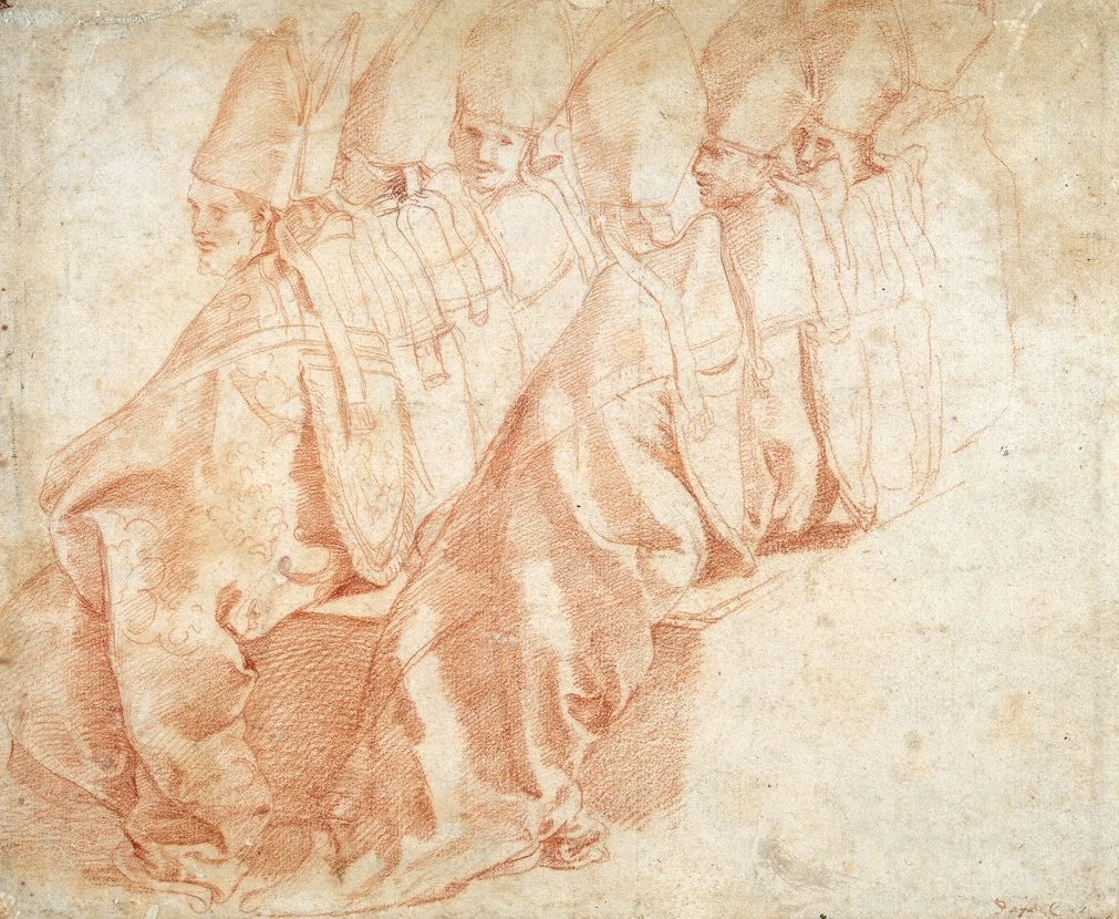 Ocho obispos sentados de Michelangelo Buonarroti