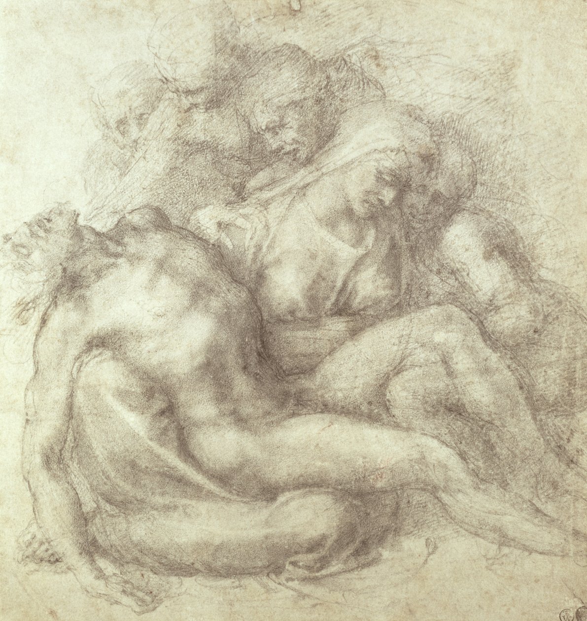 Estudio de figuras para el Lamento sobre Cristo muerto, 1530 de Michelangelo Buonarroti