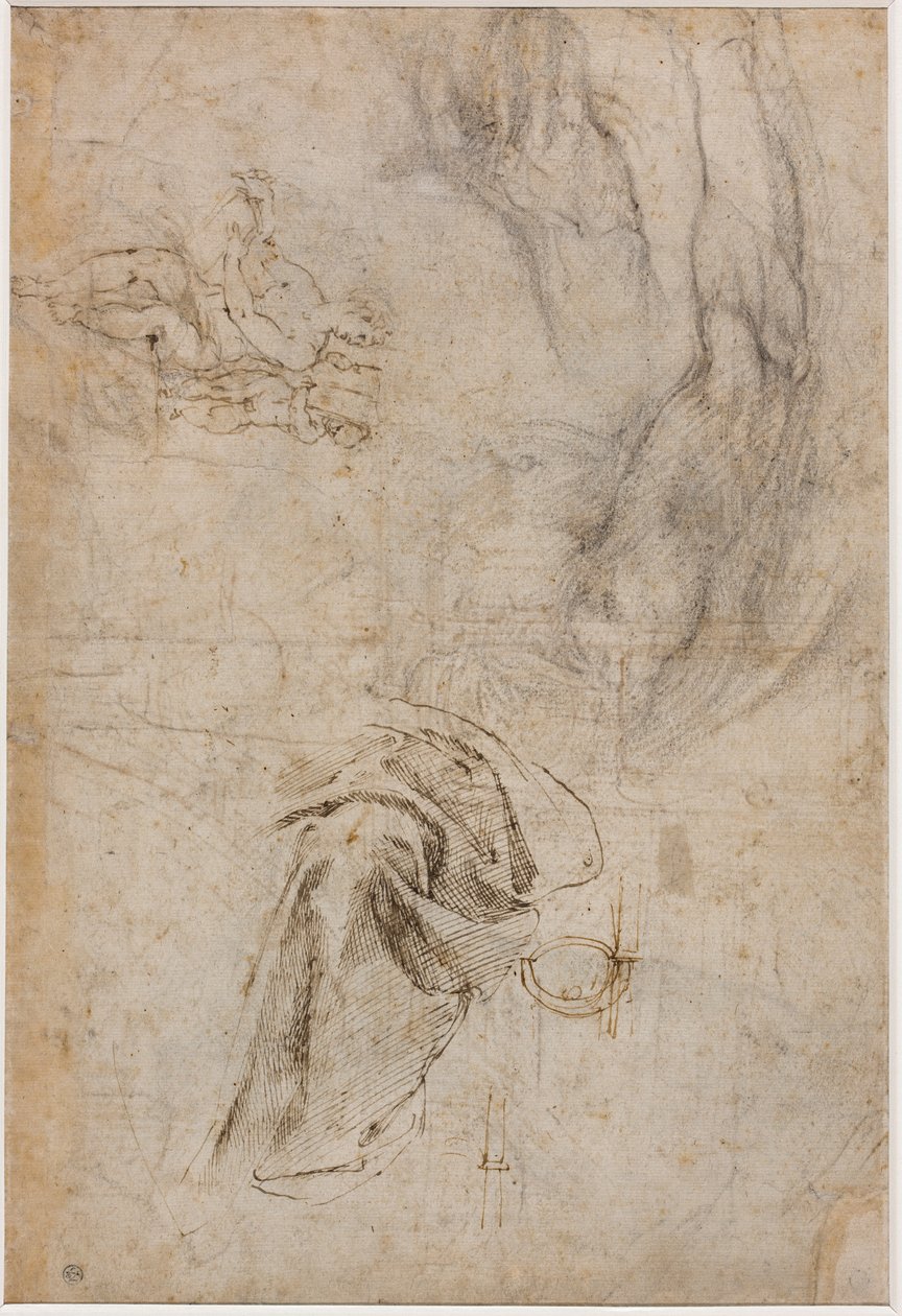 Esquema para la decoración del techo de la Capilla Sixtina, c.1508 de Michelangelo Buonarroti