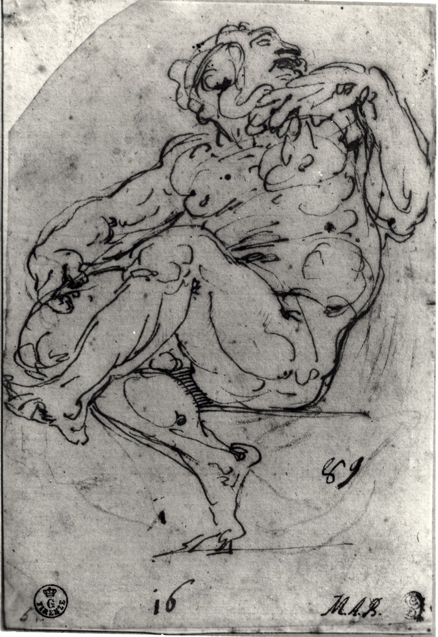 Desnudo masculino sentado de Michelangelo Buonarroti