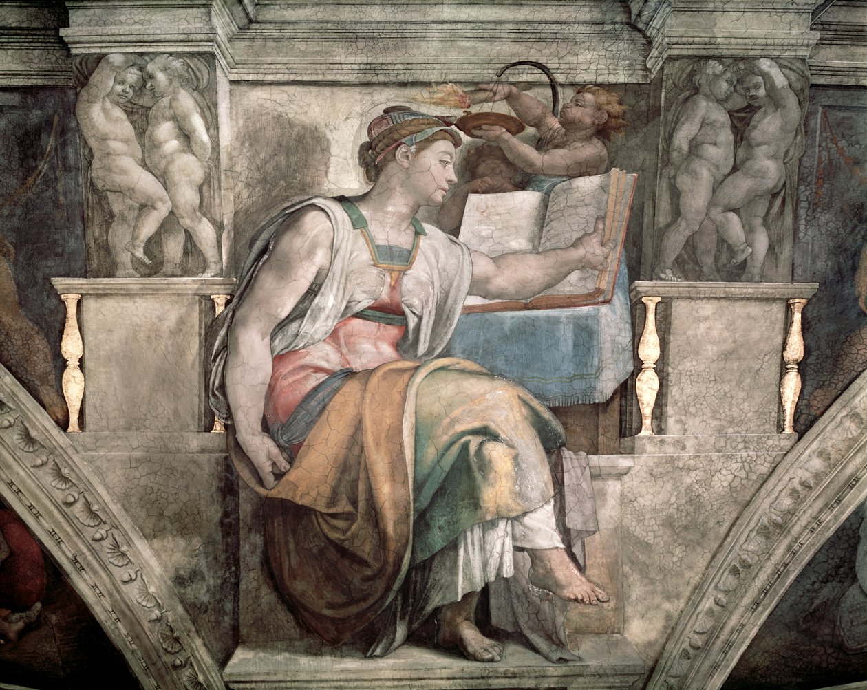 Techo de la Capilla Sixtina: Sibila Eritrea, 1508-12 de Michelangelo Buonarroti