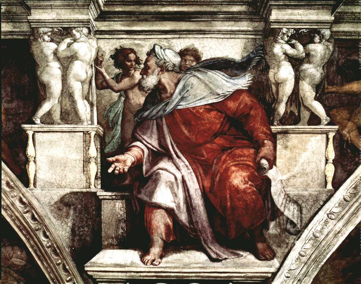 Techo de la Capilla Sixtina: El Profeta Ezequiel, 1510 de Michelangelo Buonarroti
