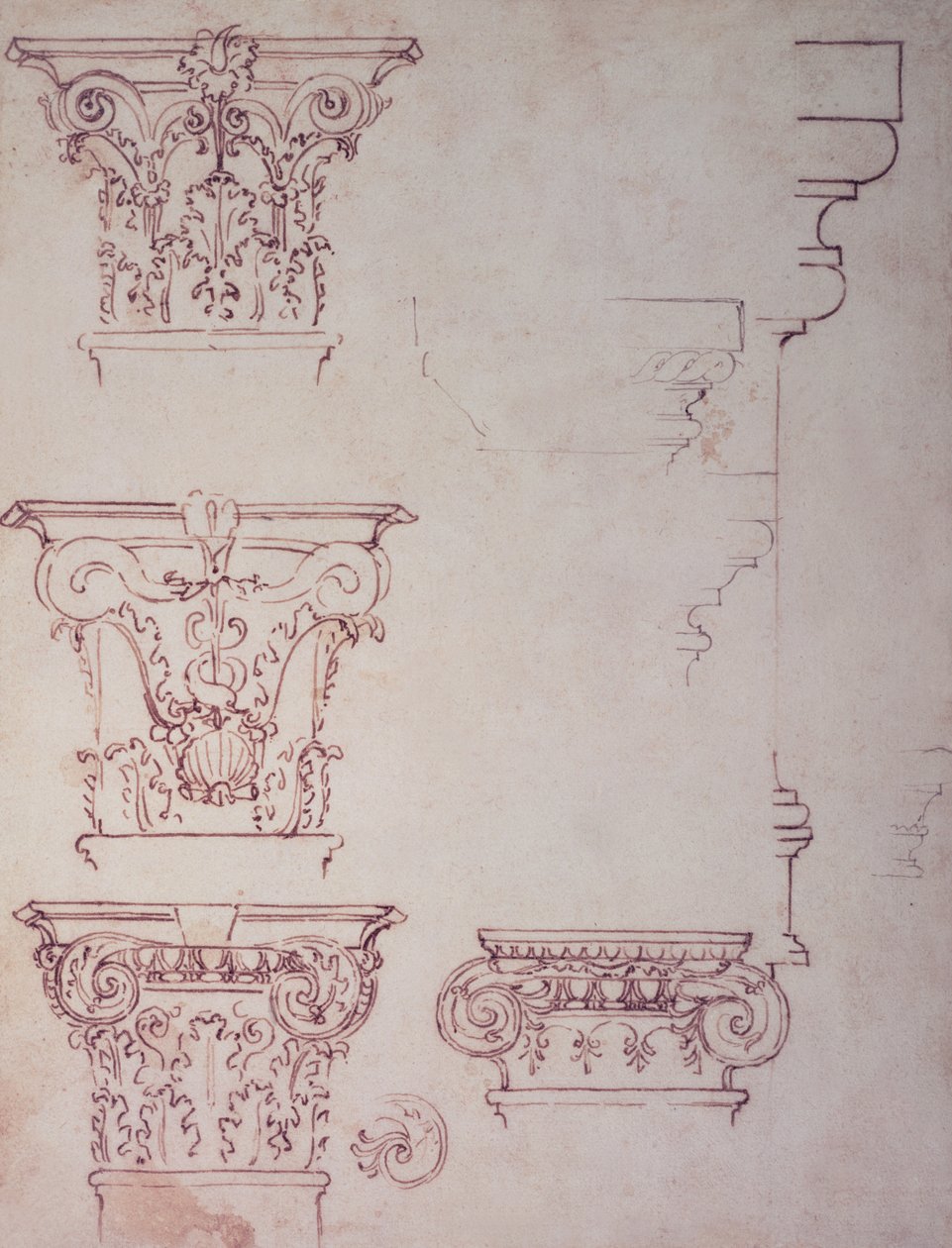 Estudios para un capitel de Michelangelo Buonarroti