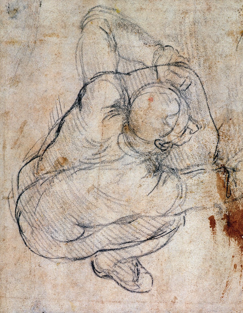 Estudio para el Juicio Final (tiza negra sobre papel) (recto) de Michelangelo Buonarroti