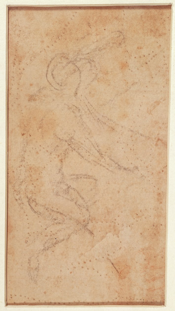 Estudio de una figura con marcas de punteado de Michelangelo Buonarroti