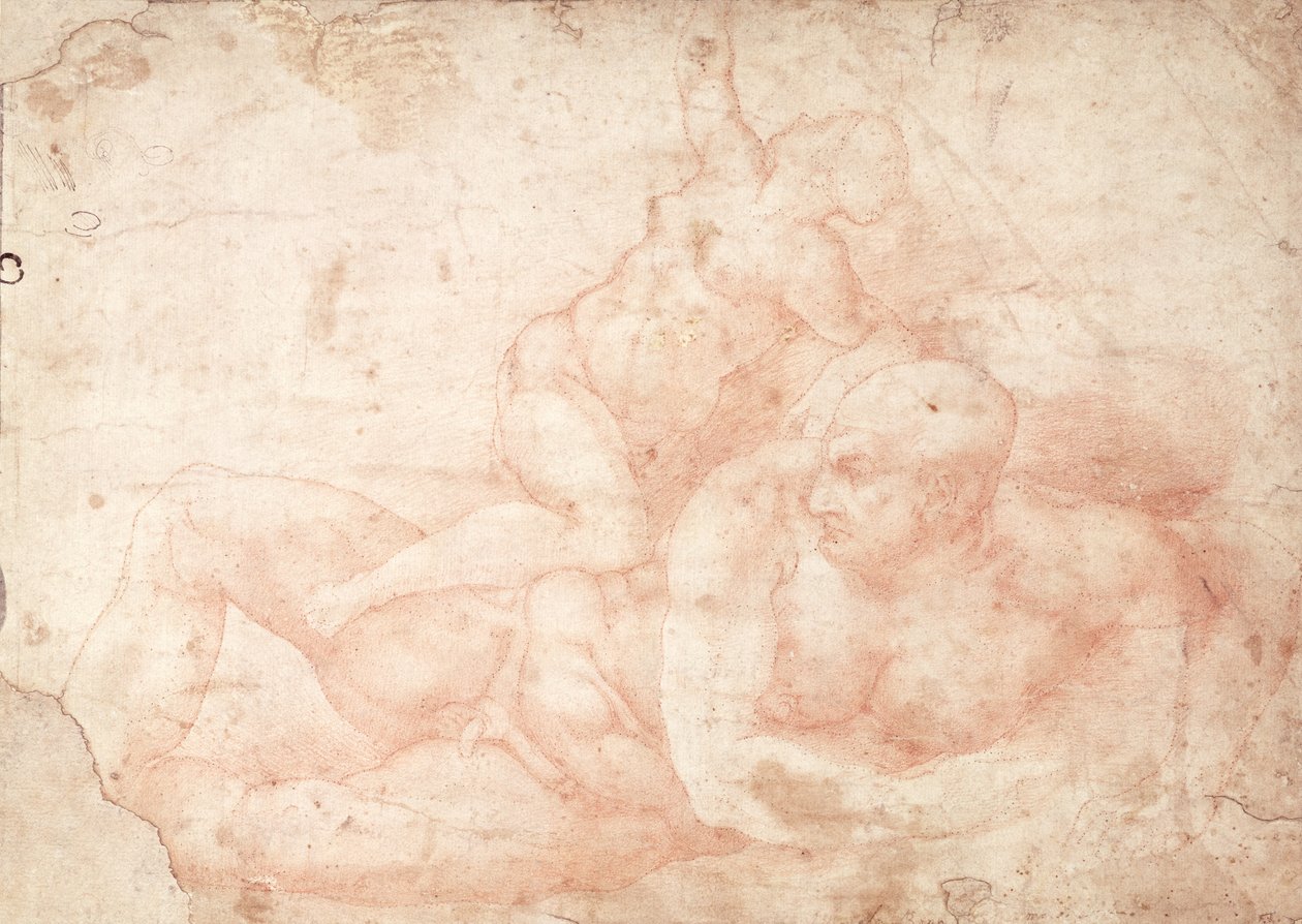 Estudio de un desnudo masculino y femenino de Michelangelo Buonarroti