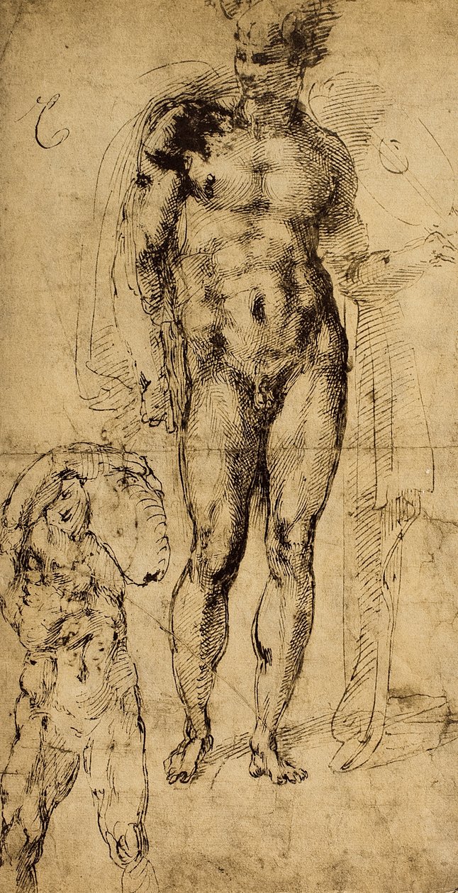 Estudio de desnudos; dibujo de Miguel Ángel. El Louvre, París de Michelangelo Buonarroti
