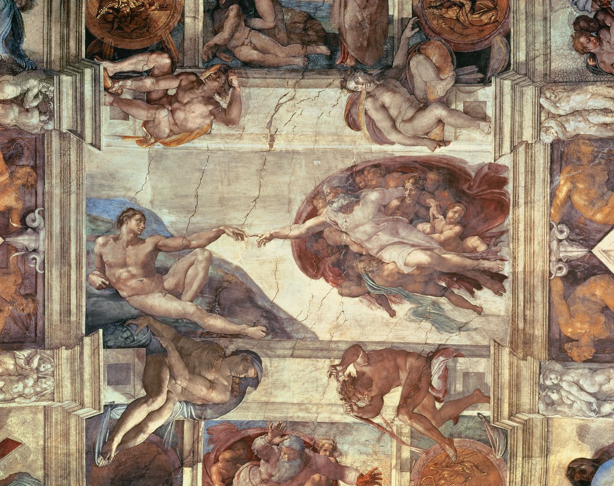 La Creación de Adán (detalle) de Michelangelo Buonarroti