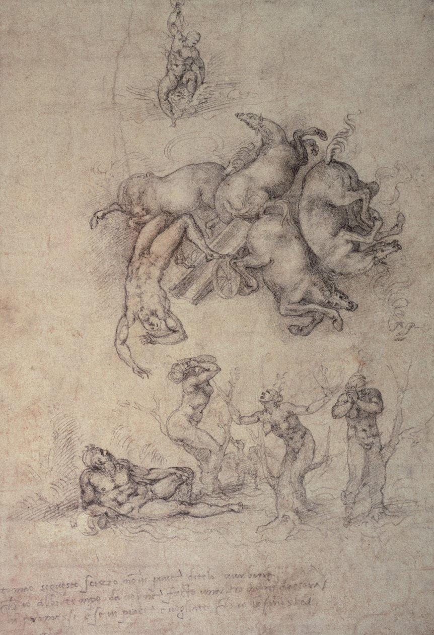 La caída de Faetón, 1533 de Michelangelo Buonarroti