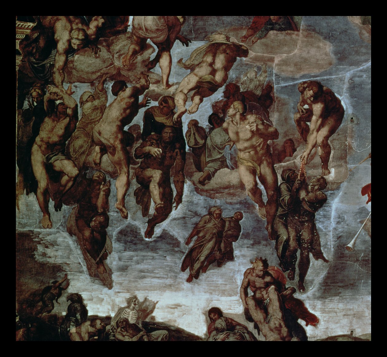 Los justos ascendiendo al cielo, detalle del Juicio Final, en la Capilla Sixtina de Michelangelo Buonarroti