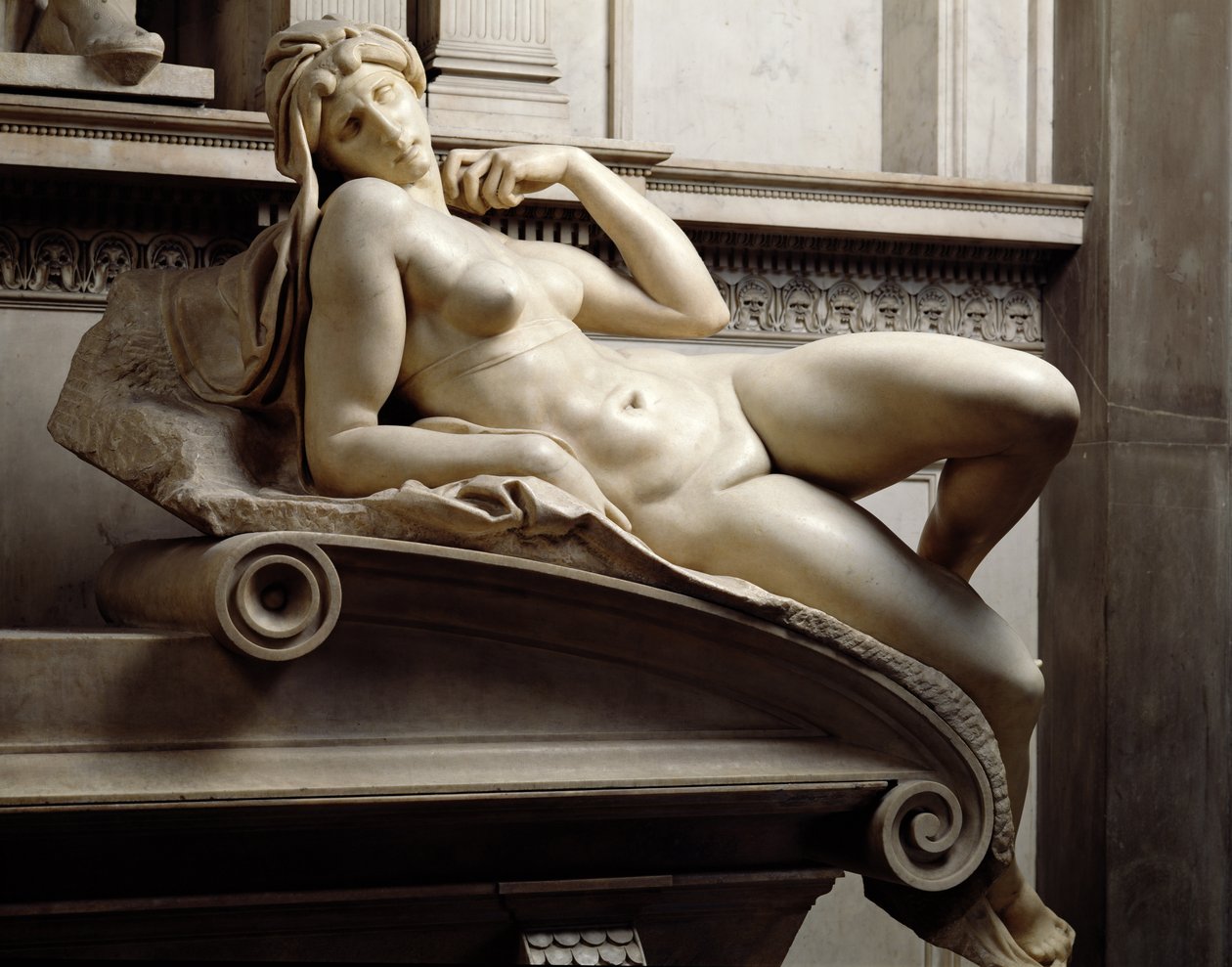 La Tumba de Lorenzo de Medici 1449-92 (detalle de la Aurora) de Michelangelo Buonarroti