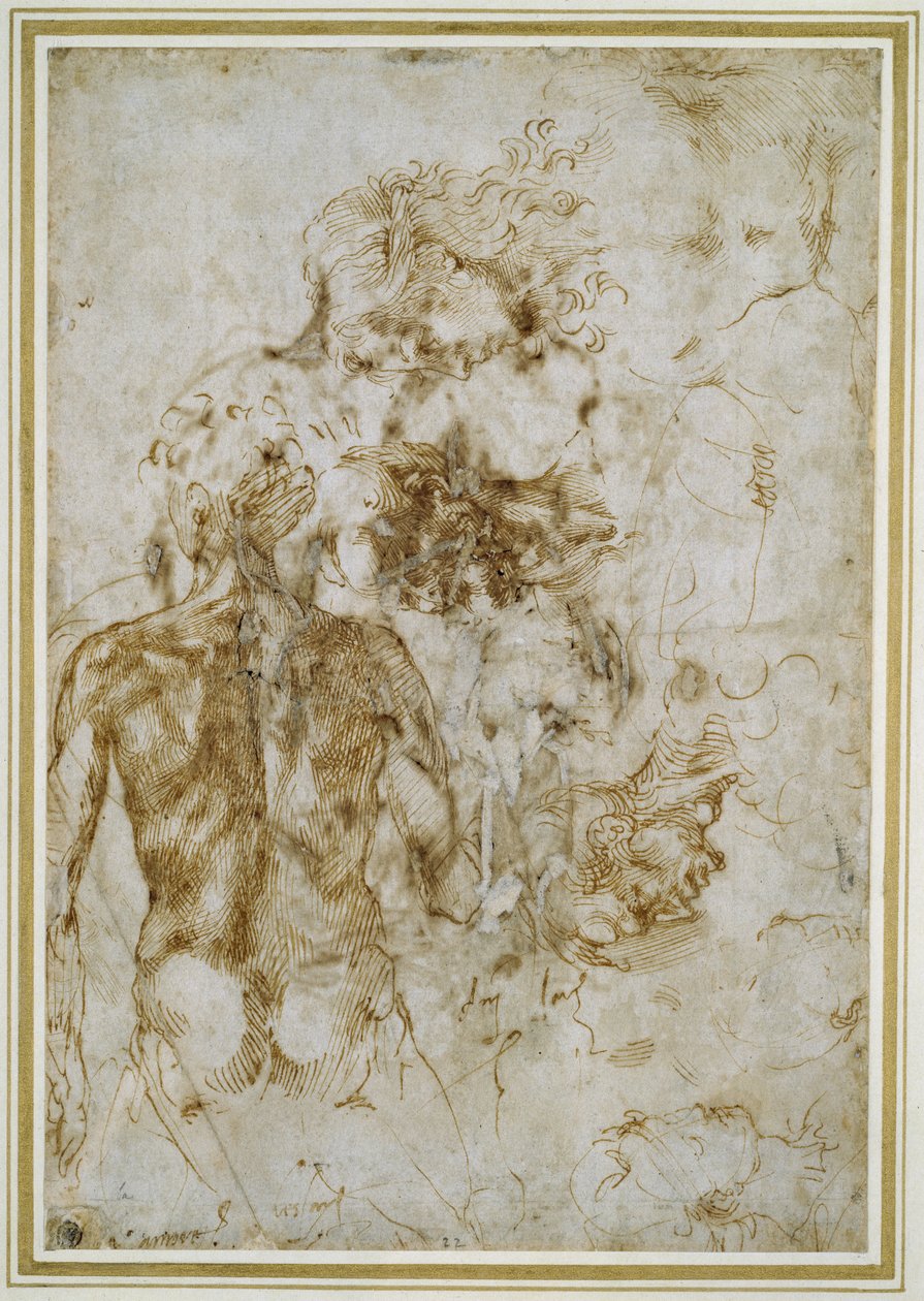 Varios estudios de figuras de Michelangelo Buonarroti