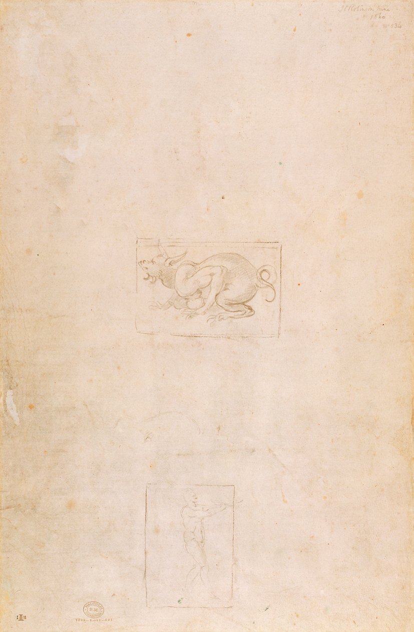 Estudio de un dragón de Michelangelo Buonarroti