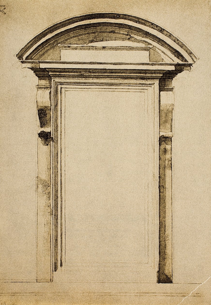 Ventana; dibujo de Miguel Ángel. Casa Buonarroti, Florencia de Michelangelo Buonarroti