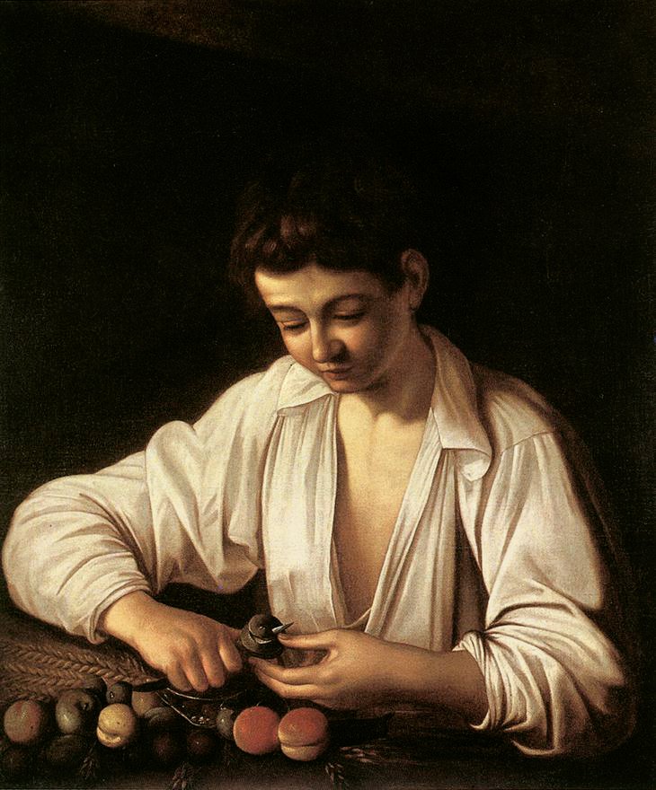 Un niño pelando fruta de Michelangelo Merisi Caravaggio