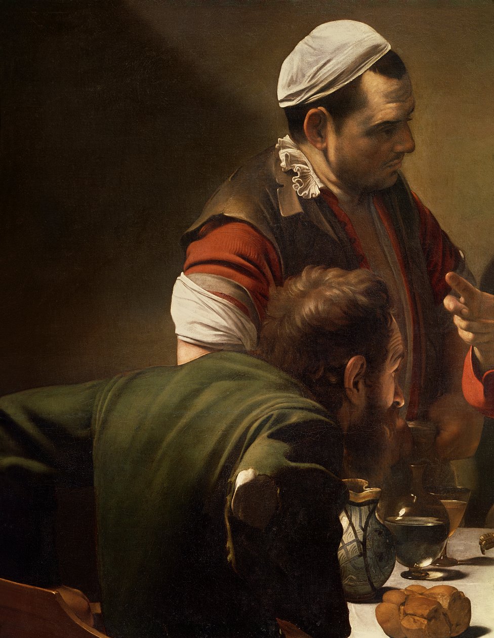 La cena en Emaús, 1601 (detalle) de Michelangelo Merisi Caravaggio