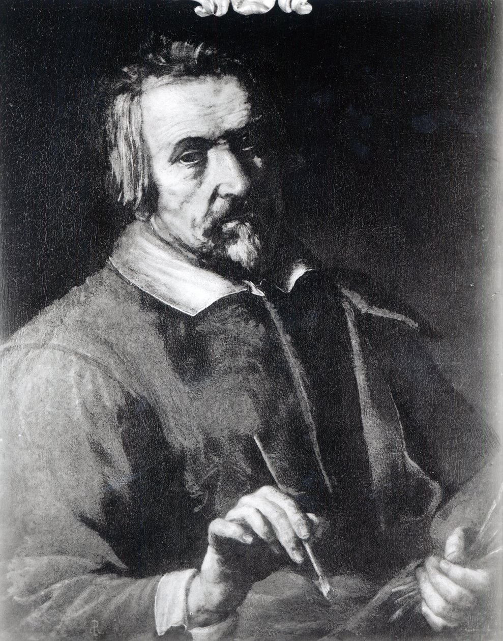 Autorretrato con un pincel de Michelangelo Merisi Caravaggio