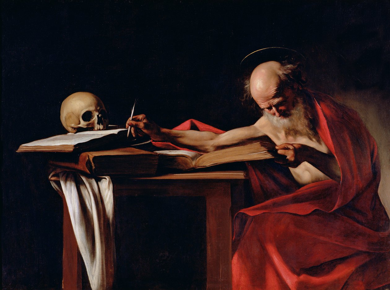 San Jerónimo escribiendo (detalle) de Michelangelo Merisi Caravaggio