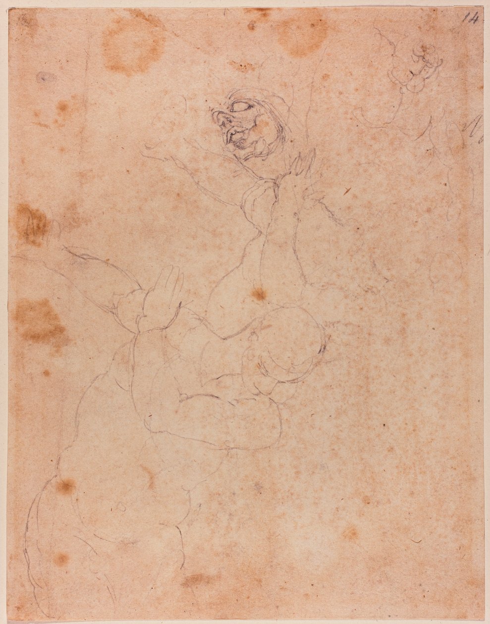 Estudios de figuras, en parte de la Expulsión del Paraíso de la Capilla Sixtina de Michelangelo (after) Buonarroti