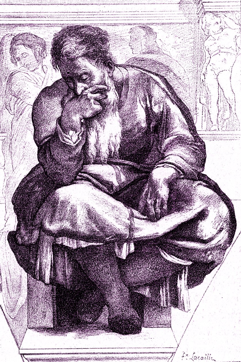 Jeremías, el profeta llorón de Michelangelo (after) Buonarroti