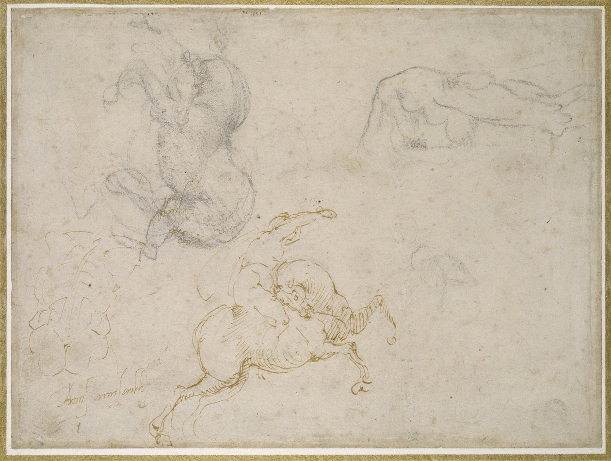 Jinete cargando y otros estudios de Michelangelo Buonarroti