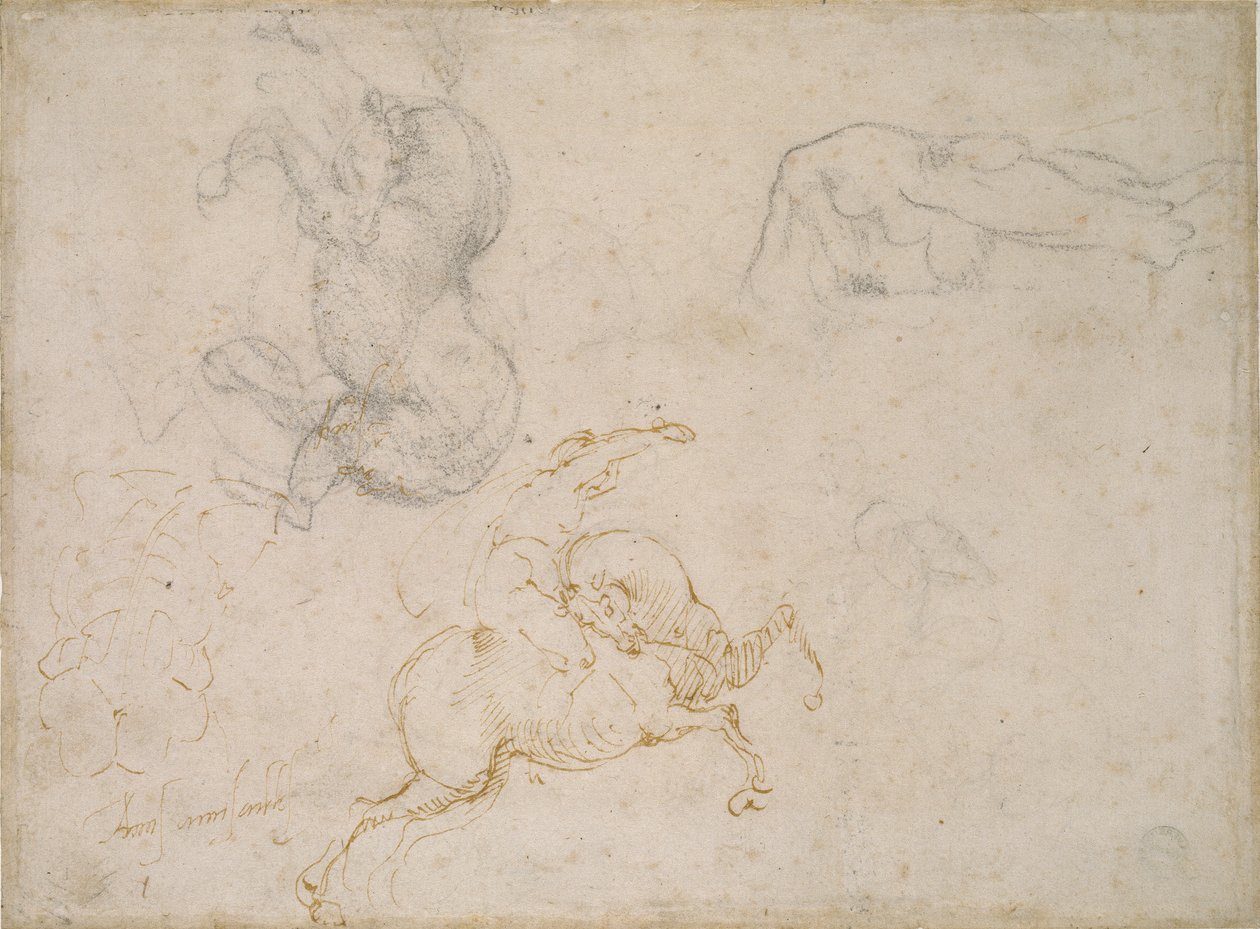 Jinete cargando y otros Estudios de Michelangelo Buonarroti