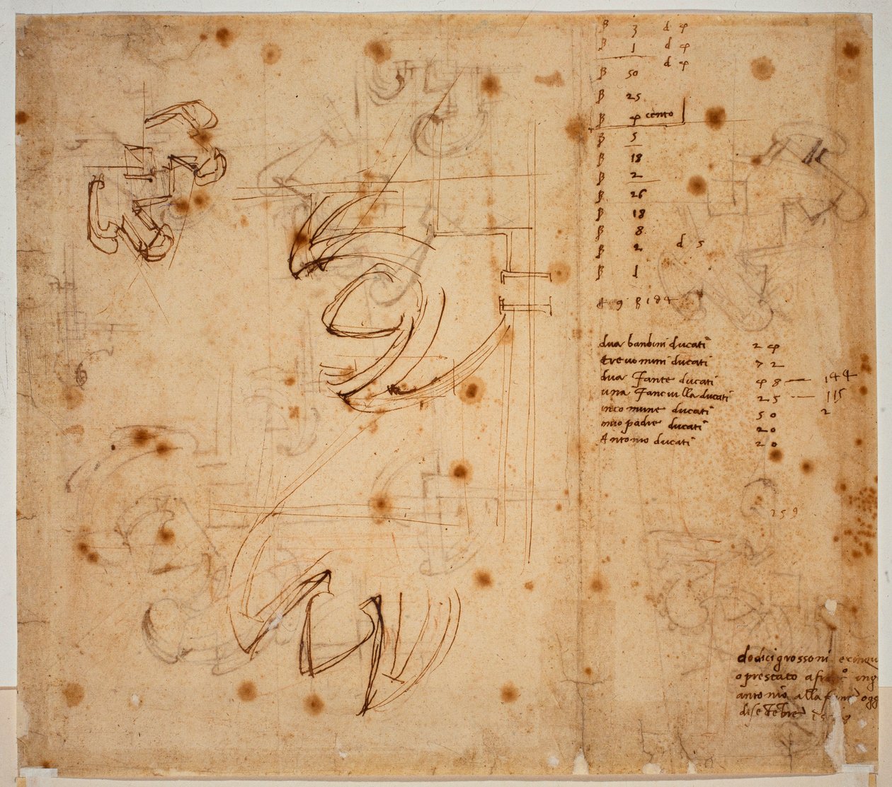 Estudios y recuentos de autógrafos de Michelangelo Buonarroti