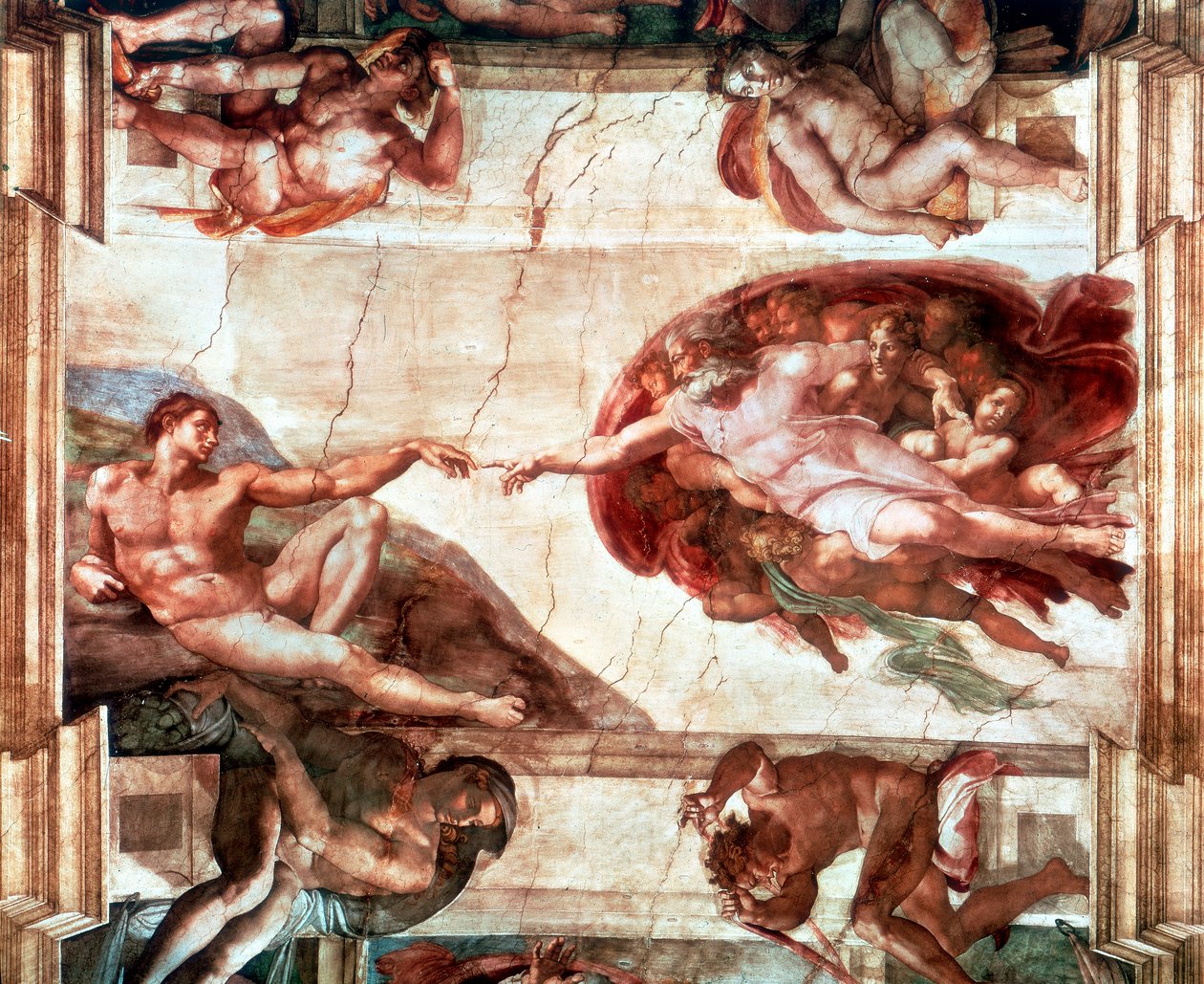 La creación de Adán, 1508-1512 de Michelangelo Buonarroti