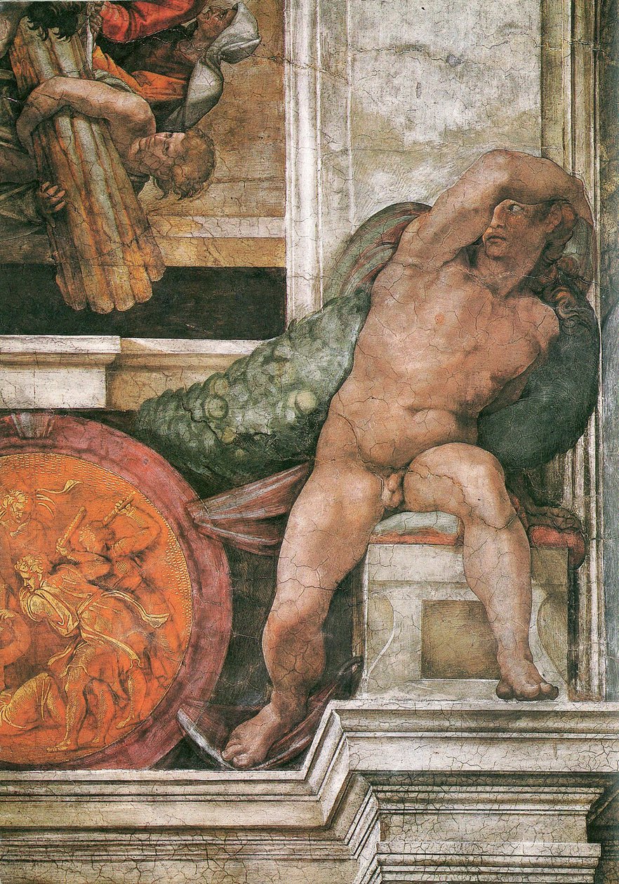 Detalle del techo de la Capilla Sixtina en el Vaticano, 1508-1512 de Michelangelo Buonarroti