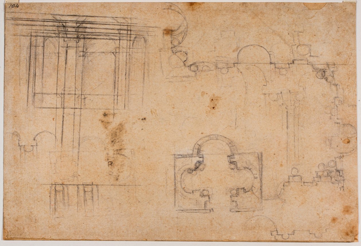 Planta y alzados arquitectónicos de la Capilla Sforza de Michelangelo Buonarroti