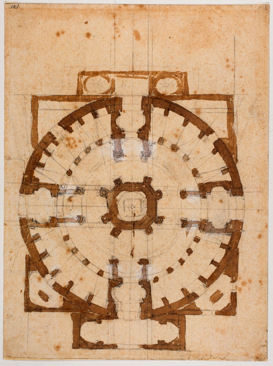 Plano de San Giovanni dei Fiorentini de Michelangelo Buonarroti