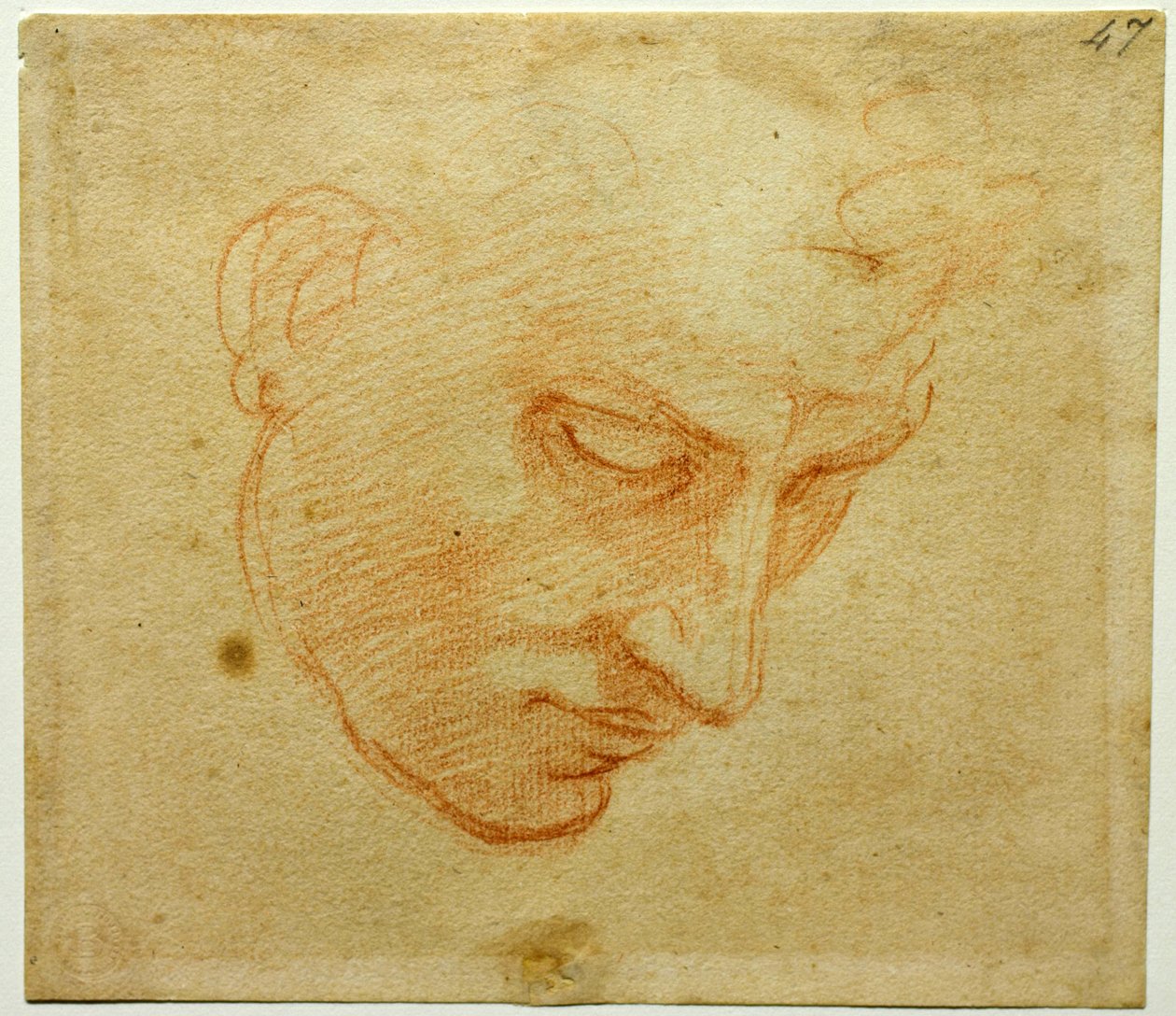 Estudio de cabeza para el techo de la Capilla Sixtina, ca 1509-1510 de Michelangelo Buonarroti