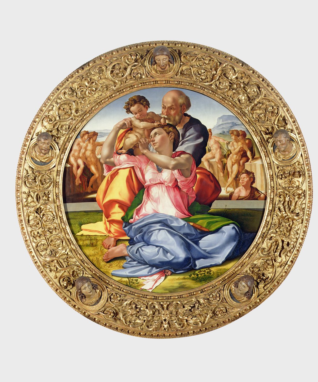 Sagrada Familia con San Juan (Doni Tondo), 1504-05 de Michelangelo Buonarroti