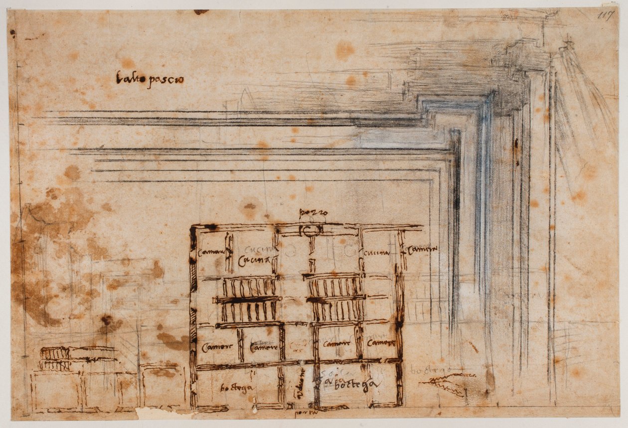 Plano de la casa y portal de Michelangelo Buonarroti