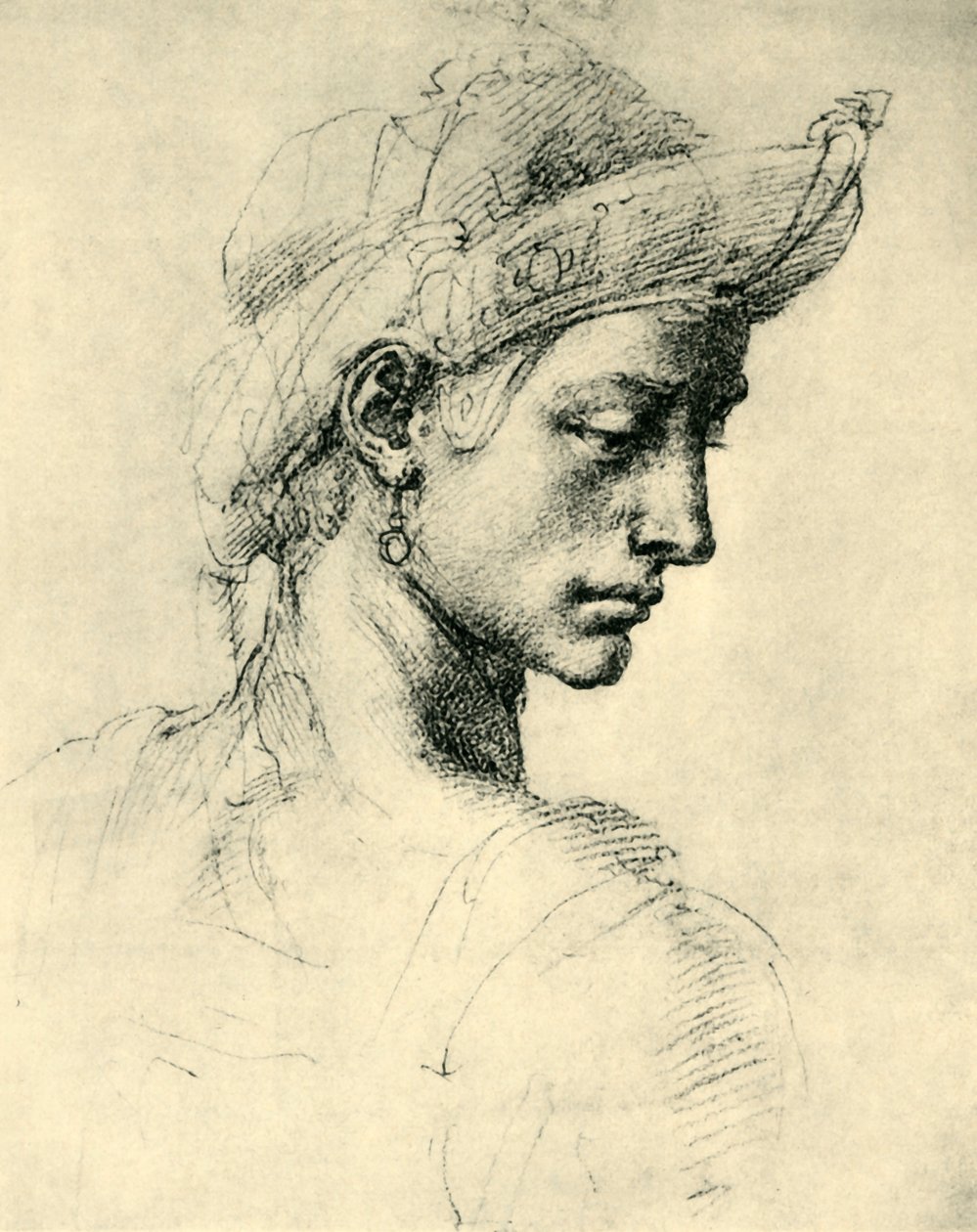 Cabeza ideal, 1520-1525, 1943 de Michelangelo Buonarroti