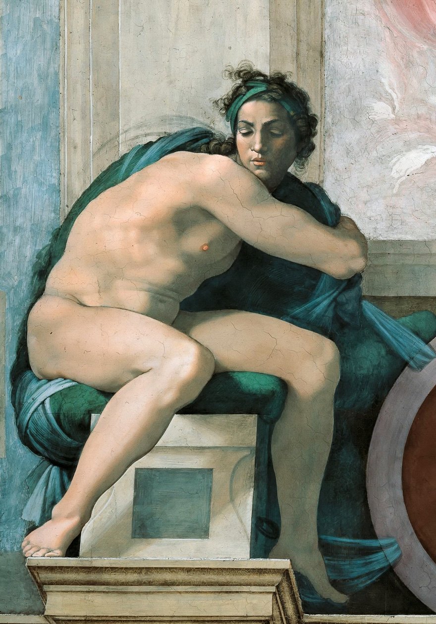 Ignudo techo de la Capilla Sixtina en el Vaticano de Michelangelo Buonarroti
