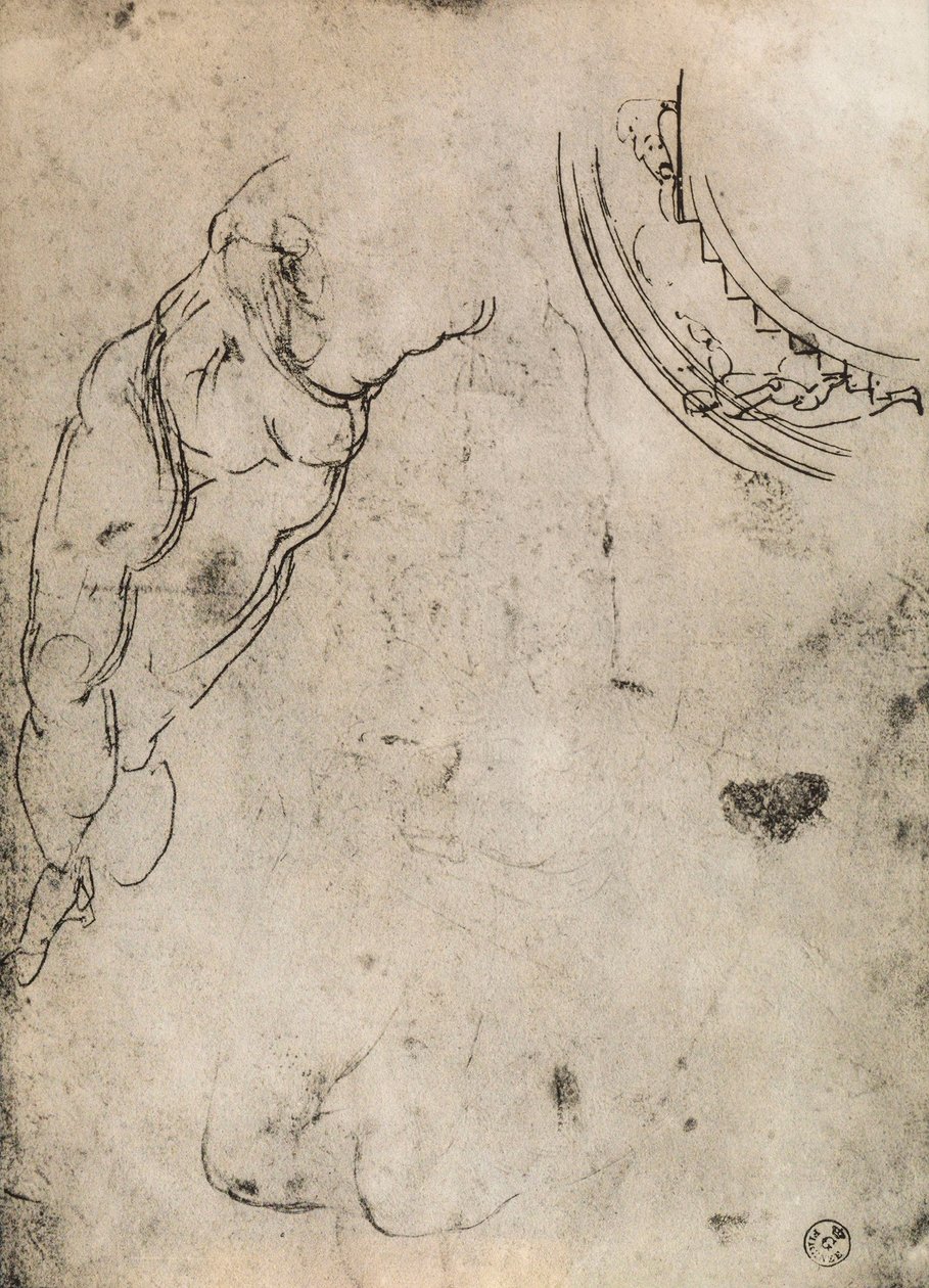 Piernas masculinas, estudio de Michelangelo Buonarroti