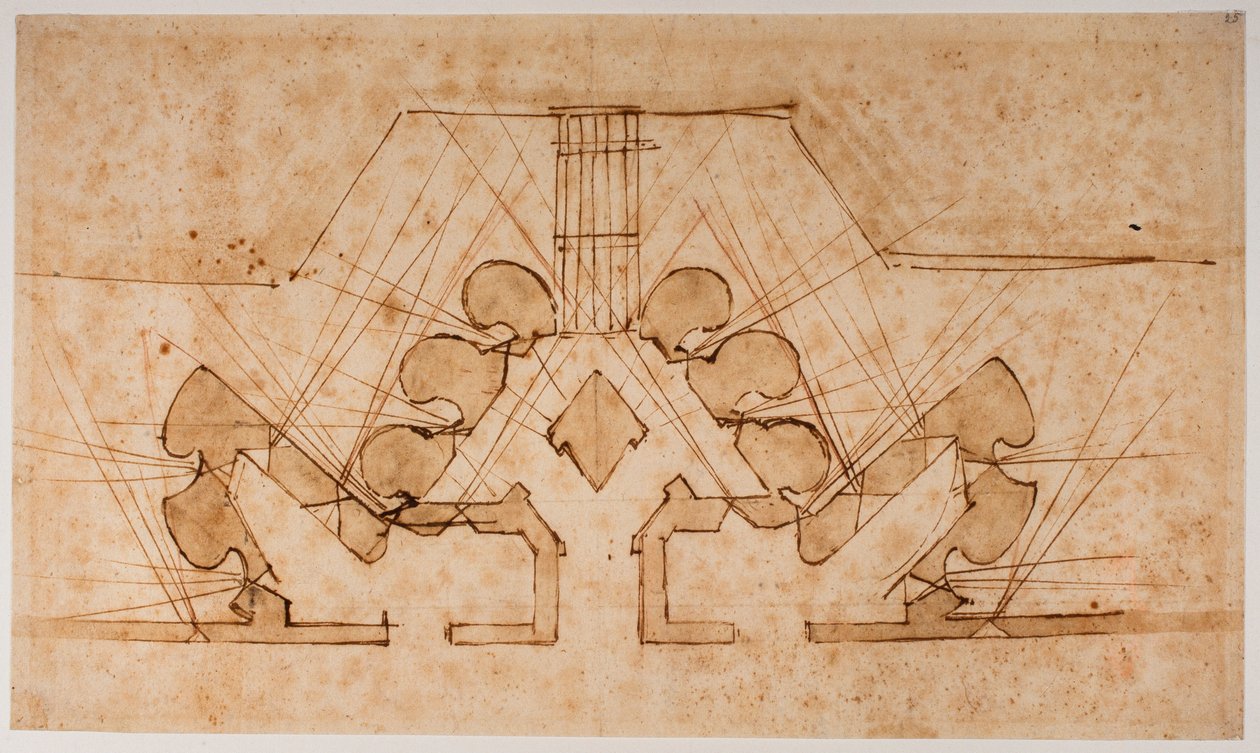Plano de fortificación de una puerta de Michelangelo Buonarroti