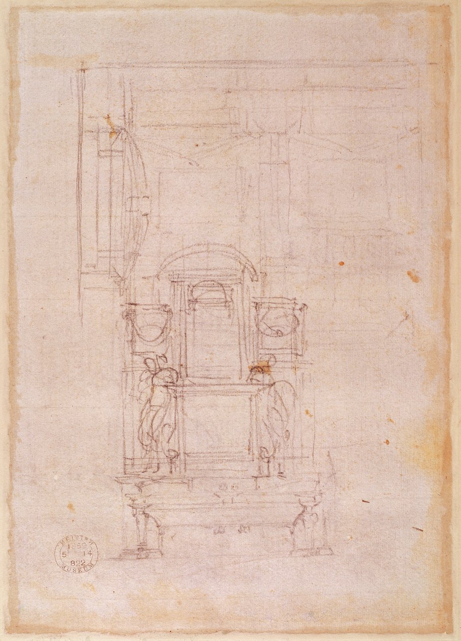Dibujo preparatorio para la tumba del Papa Julio II de Michelangelo Buonarroti