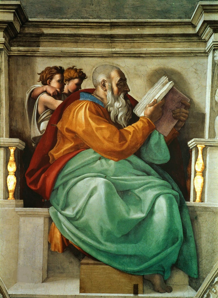 Profetas y Sibilas: Zacarías Techo de la Capilla Sixtina en el Vaticano, 1508-1512 de Michelangelo Buonarroti