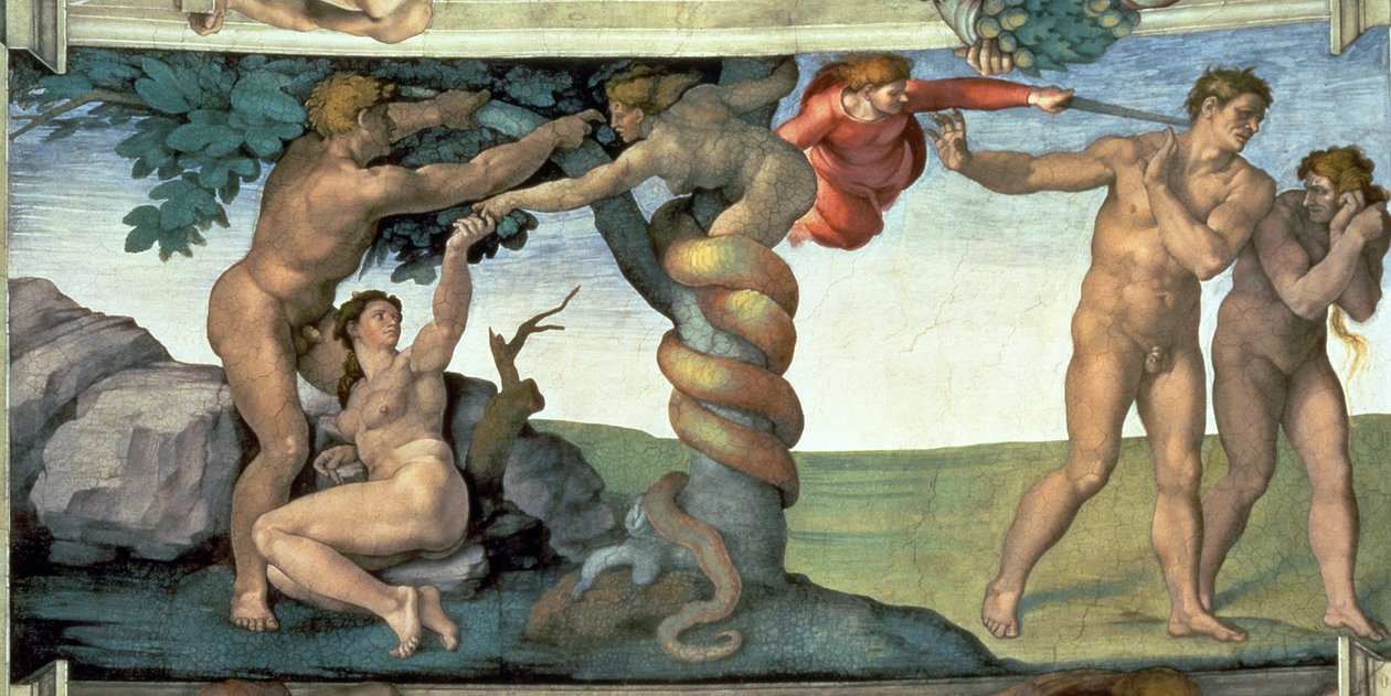 Techo de la Capilla Sixtina (1508-12): La caída del hombre de Michelangelo Buonarroti