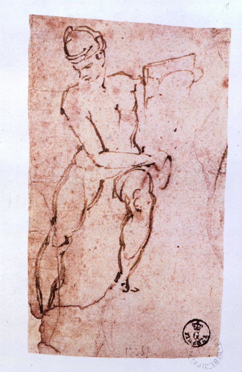 Techo de la Capilla Sixtina (1508-12): boceto de un apóstol de Michelangelo Buonarroti