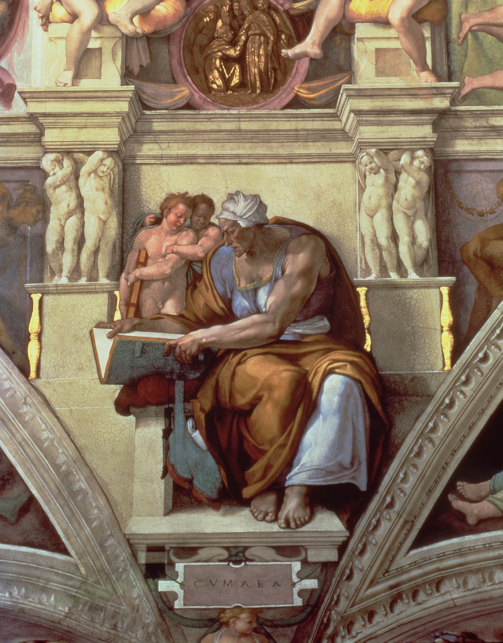 Techo de la Capilla Sixtina: Sibila Cumea de Michelangelo Buonarroti